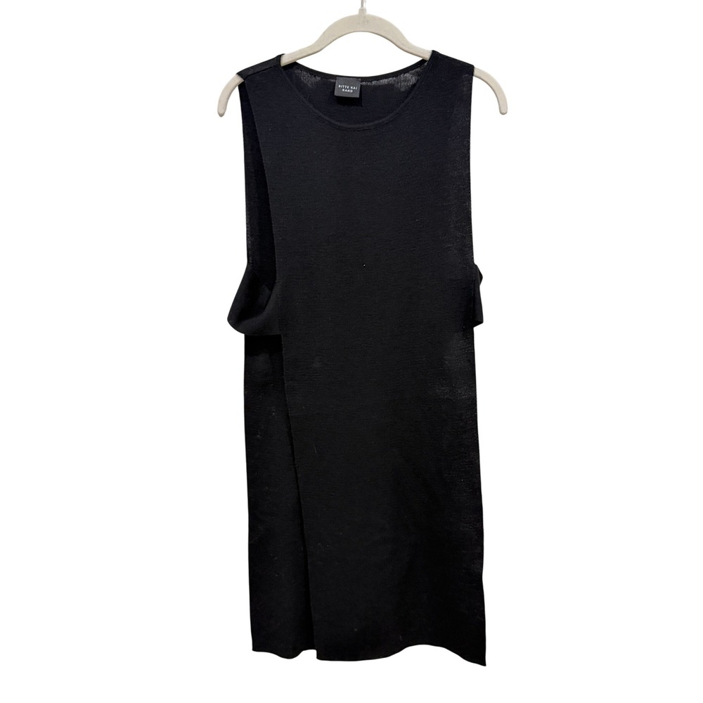 BITTE KAI RAND Black Sleeveless Knit Dress Maxi Long Sheer